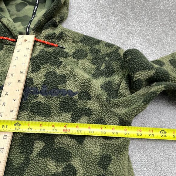 Champion Fleece Camo Sherpa Hoodie Sweatshirt Mens Medium Green Camouflage Hunt - Picture 13 of 15